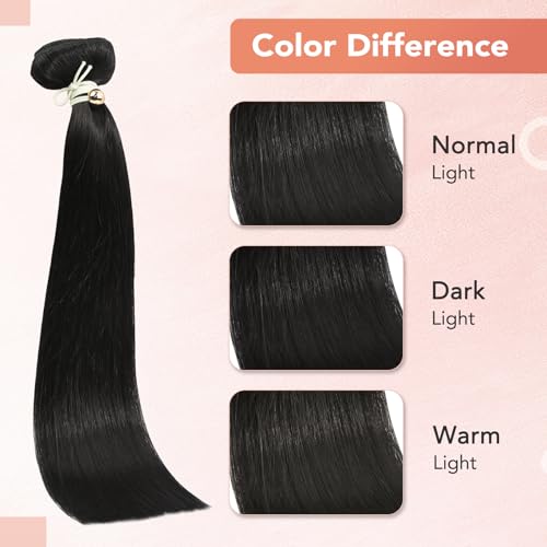 Ukira Black Hair Extensions Real Human Hair Clip in, 14 Inch 120g Jet Black Clip in Hair Extensions Real Human Hair, Natural Straight Full Head Remy Human Hair Extensions Clip in Extensions