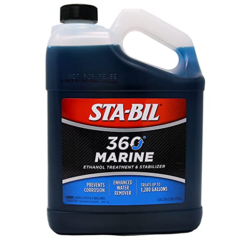 STA-BIL 360 Marine Ethanol Treatment & Fuel Stabilizer - Full Fuel System Cleaner - Fuel Injector Cleaner - Removes Water - Treats 1280 Gallons - 128 Fl. Oz. (22250),Gold, 1 Gallon