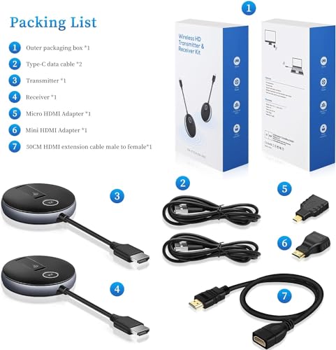 Wireless HDMI Transmitter and Receiver - G9R Extender Kit, Multi-TV Expansion (1TX UP to 4RX), 60Hz 50M/165FT 5.8G/2.4G, Plug and Play- Stream Video from Laptop to HDTV/Projector/Tablets/Smartphone