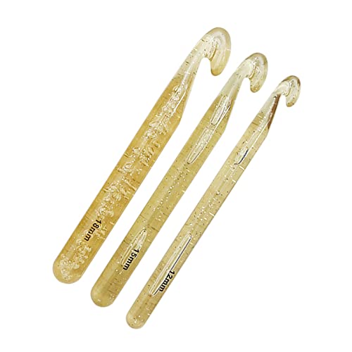 Plastic Crochet Hooks 3 pcs Large Sizes Long Crochet Needles Set QLRFFLJOY 12mm 15mm 18mm Crochet Hook DIY Yarn Weaving Tool for Knitting Blanket, Shawl and Carpet