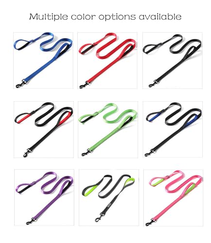 Heavy Duty Dog Leash - 2 Handles by Padded Traffic Handle for Extra Control, 6foot Long - Perfect for Medium to Large Dogs (6 ft, Black)