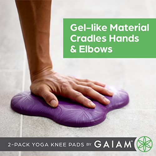 Gaiam Yoga Knee Pads (Set of 2) - Yoga Props and Accessories for Women / Men Cushions Knees and Elbows for Fitness, Travel, Meditation, Kneeling, Balance, Floor, Pilates Purple