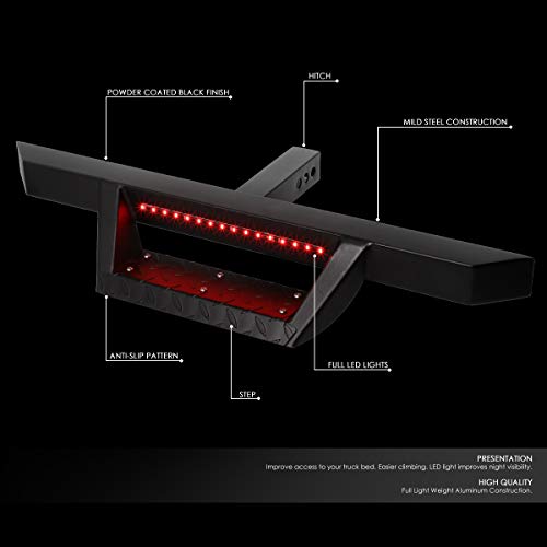 DNA Motoring HITST-2-333-BK-T1 2" Receiver Trailer Towing Hitch Step Bar w/LED Brake Light,Black