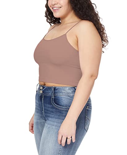 WallFlower Women's Carson Insta Smooth Seamless Shelf Bra Camisole 2-Pack (Standard and Plus), Black Night/Snow White, Small
