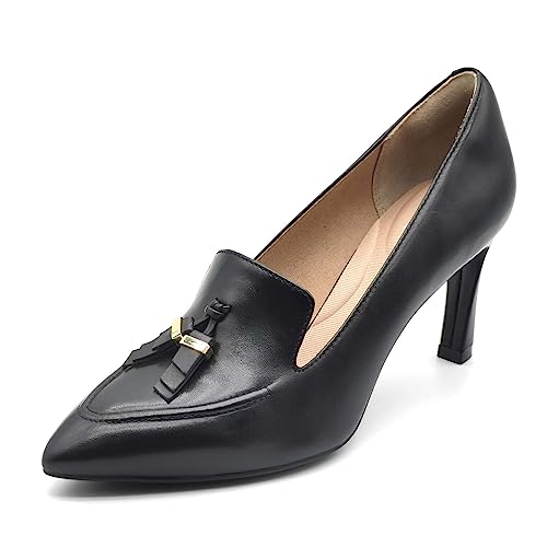 Rockport Women's TM Sheehan Ornament Loafer Pump, Black Leather, 7.5