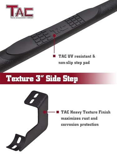 TAC Side Steps Running Boards Fit 2009-2018 RAM 1500 Crew Cab|2019-2024 RAM1500 Classic CrewCab|2010-2025 RAM 2500/3500/4500/5500 Crew Cab Truck Pickup 3” Texture Black Nerf Bars 2Pcs