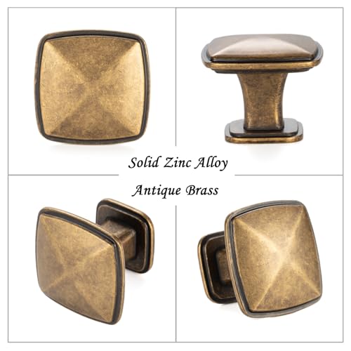 ASKANO 10 Pack 1-3/16 Inch, Square Brushed Nickel Cabinet Knobs Satin Nickel Drawer Knobs Silver Cabinet Pulls, ZK2202 Solid Kitchen Hardware for Cabinets Drawers Bedroom Dresser Bathroom Cupboard