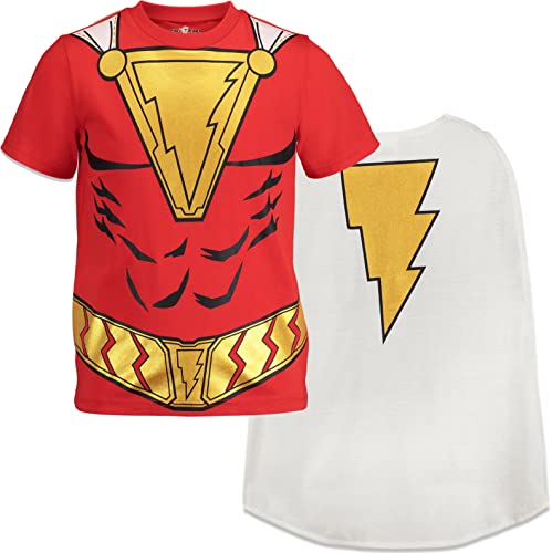 WARNER BROS DC Comics Shazam Little Boys' T-Shirt with Cape (Red, 10) - 4