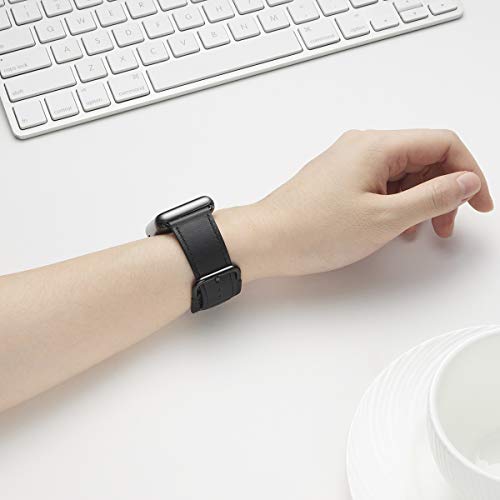 POWER PRIMACY Leather Bands Compatible with Apple Watch Band 38mm 40mm 41mm 42mm 44mm 45mm 49mm, Genuine Leather Strap Compatible for Women Men iWatch SE Ultra Series 9 8 7 6 5 4 3 (Coffee/Rosegold)