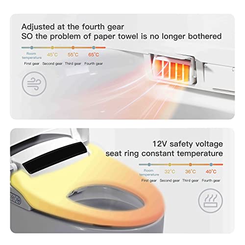 XEK Smart Toilet, One Piece Bidet Toilet for Bathrooms, Toilet with Warm Water Sprayer & Dryer, Foot Sensor Operation, Heated Bidet Seat, Auto Smart Toilet with LED Display