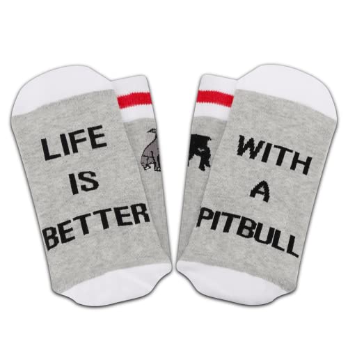 PXTIDY 2 Pairs Pit Bull Dog Socks Pitbull Mom Gifts Novelty Crew Socks Gifts for Pitbull Lovers Pitties Pet Dog Owner Gifts