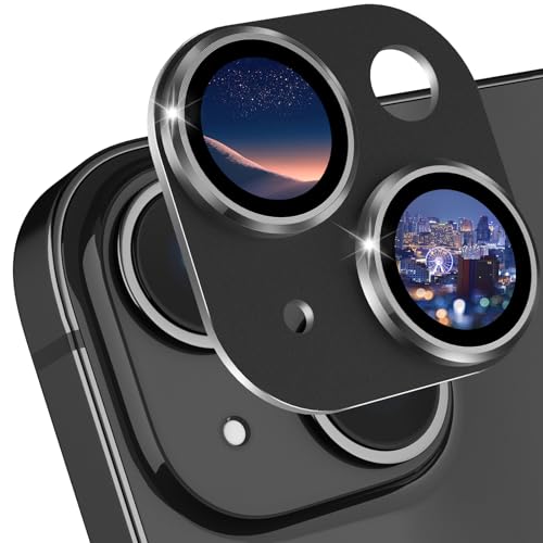 CloudValley for iPhone 15/ iPhone 15 Plus Camera Lens Protector, HD Tempered Metal Matte Glass Anti-Scratch, Case Friendly Full Screen Cover Film Accessories, Black