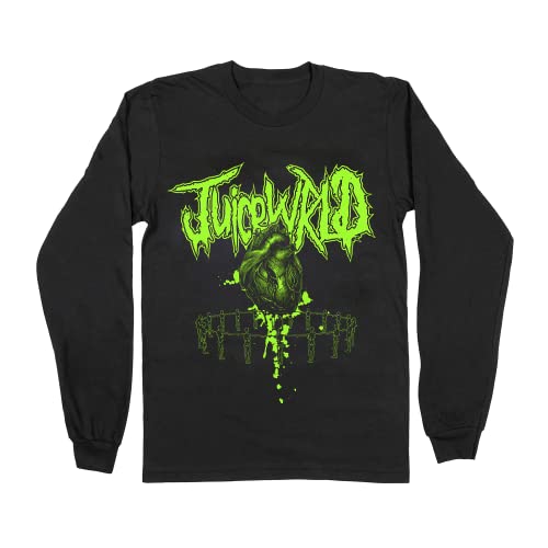 Juice WRLD Unisex-Adult Standard 3D Heart Longsleeve, Black, Small