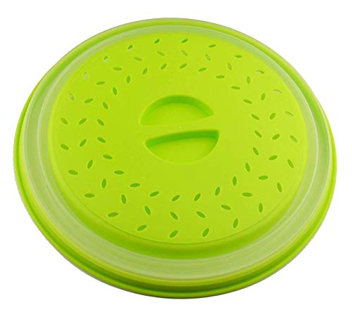 Dependable Industries' 2-in-1 Collapsible Microwave Splatter Guard Cover & Vegetable Washing Colander: The Ultimate Space-Saving Kitchen Essential (Blue)