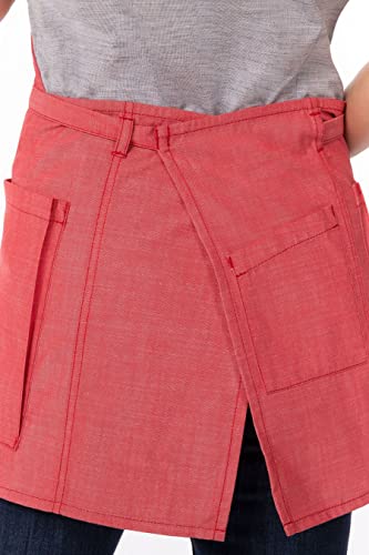 Chef Works Unisex Medford Short Bib Apron, Coral, One Size