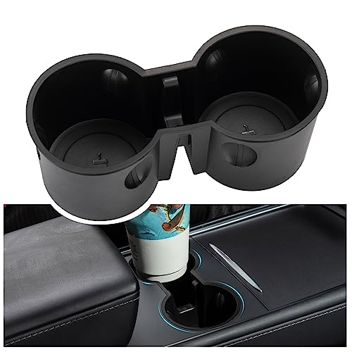 Edulnke Cup Holder Insert for Tesla Model Y 2023, Upgraded Cup Holder Insert Compatible with Tesla Model 3 Model Y 2023 2022 2021, Leakproof Silicone Center Console Cup Holder, 1PCS (Black)