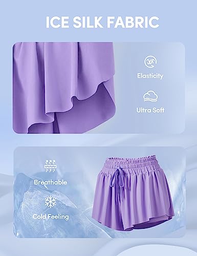 IUGA Girls Butterfly Shorts Athletic Flowy Shorts with Pockets Preppy Clothes Tennis Dance Cheer Shorts Teen Girls Mint Green