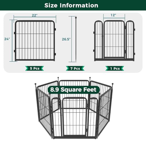FXW Decorative Garden Fence Panels, Dog Fence for The Yard, Heavy Duty Metal, 32inch High 54ft Long in Total, Black