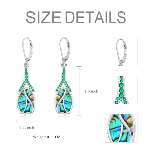 KNTTZZI Tulip Dangle Earrings 925 Sterling Silver Tulip Drop Earrings Hypoallergenic Abalone Shell Tulip Earring Jewelry Valentine's Day Birthday Gifts for Women