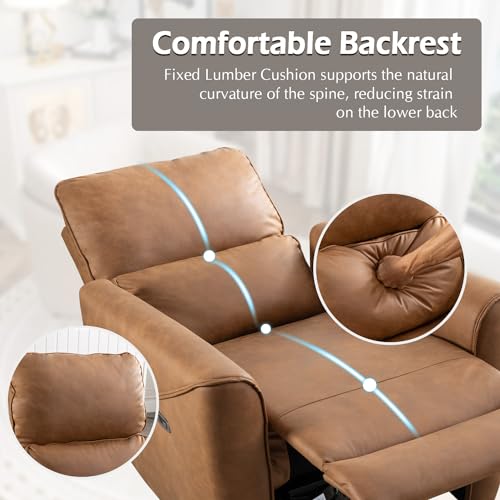 INZOY Electric Swivel Rocker Recliner, Power Recliner Swivel Glider with Lumbar Support, Leathaire Nursery Rocking Recliner Chair Reclining Sofa for Living Room Bedroom, Beige