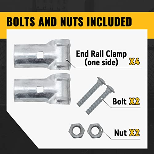 VIVIDA 1-3/8" x 1-3/8" End Rail Clamps 2 PCS, Chain Link Panel T Clamps, Galvanized Pipe T Connectors for 1-3/8" OD Pipe, Chain Link Fence Fittings