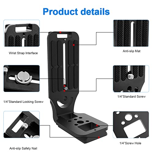(Real Single One) DSLR Camera L Bracket Quick Release Plate Vertical Horizontal Switching Tripod Compatible with Canon Nikon Sony DJI Ronin Zhiyun Stabilizer Tripod Monopod Can't fit Manfrotto