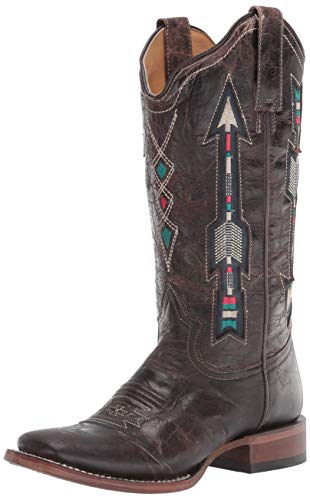 Roper Womens Arrows Square Boot, Brown, 9.5