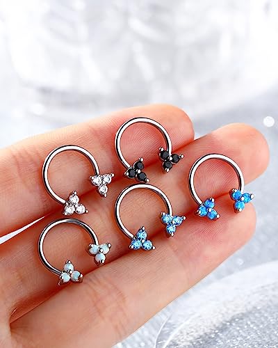 Jewseen 16g Septum Rings Flower Cartilage Hoop Earring 316L Stainless Steel Daith Piercing Jewelry Nose Rings Hoops Piercing Jewelry for Women