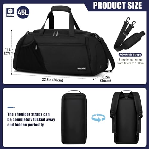 BECOJADDE Gym Bag for Men Women, 45L Large Gym Backpack Multiple Pockets Sport Duffle Bags with Shoe & Wet Compartment for Workout Travel Weekend Overnight, Green