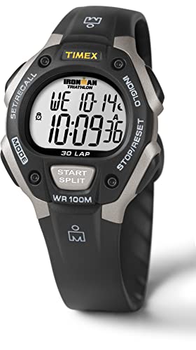 Timex Men's T5E901 Ironman Classic 30 Gray/Black Resin Strap Watch, Black/Gray/Orange Accent, One Size