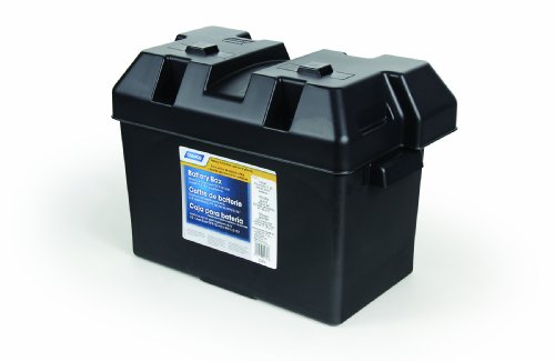 Camco Large Battery Box with Straps and Hardware - Group 27, 30, 31 |Safely Stores RV, Automotive, and Marine Batteries | Measures Inside 7-1/4" x 13-1/4" x 8-5/8" | (55373), Black