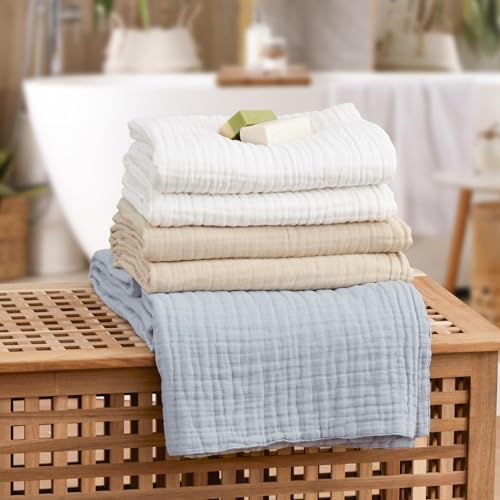 Love's cabin 6 Layer Cotton Muslin Blanket, 50"x60" Throw Muslin Blanket for Couch Bed, Apricot Muslin Throw Blanket, Cotton Gauze Blanket for Adult, Lightweight and Breathable Blanket All Season