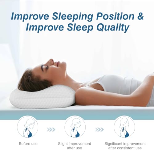 Sweetcrispy Memory Foam Pillow, Standard Size Pillows for Sleeping, Bed Pillow Soft and Comfortable, Cooling Hotel Pillow for Side Sleeper, Removable, Machine Washable Cover, 2 Pack