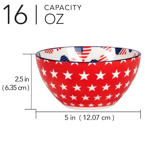 Certified International Patriotic 16 oz. Bowls,Set of 6