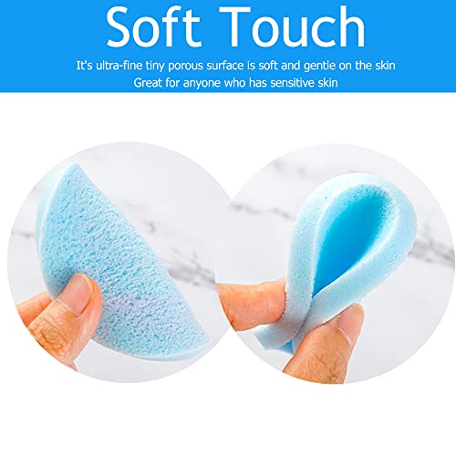 Facial Sponge Compressed Makeup Remover 60 Count Wash Pads Round Soft Face Cleansing Sponges for Woman Exfoliating Mask,Makeup Removal,Spa Cleaning,Blue