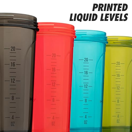 Hydra Cup OG [4 Pack] 28 oz Shaker Bottles for Protein Shakes, Shaker Cups with Ball Blender Whisk, Travel To Go, BPA Free (Multicolor, 4 Pack 28oz)