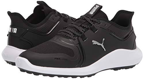 PUMA Men's Ignite Fasten8 Golf Shoe, Black Silver White, 9.5 Wide