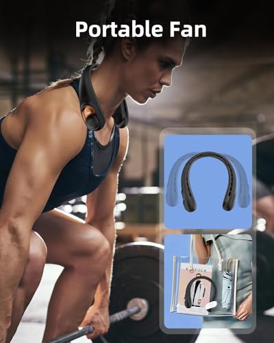 Neck Fan, Personal Fan with LED Display, USB-C Rechargeable, 5200mAh-Battery, 3-Speed Adjustment & Whisper-Quiet Operation, Perfect for Home, Travel, Sports