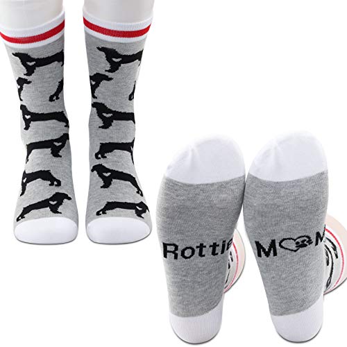 PXTIDY Rottie Mama Gifts 2 Pairs Rottie Mom Crew Socks Rottweiler Lover Owner Gifts Dog Mom Gift Rottweiler Rottie Mama Dog Socks for Women (Rottie Mom)