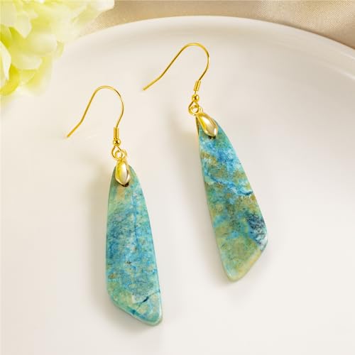 SELOVO Cyan Stone Earrings for Women Trendy Boho Dangle Drop Earrings Gold Tone