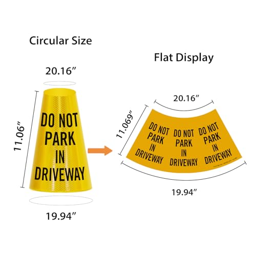SmartSign “Do Not Park in Driveway” Bright Reflective Cone Message Sleeve, [Cone Not Included]
