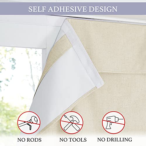RYB HOME French Door Blinds 80 inch Length, Room Darkening Energy Smart Window Curtains for Patio French Door Window, W34 x L80 inch, Beige, 1 Panel