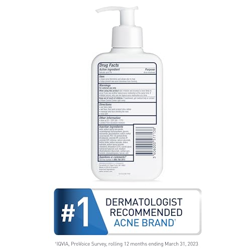 CeraVe Acne Treatment Face Wash | Salicylic Acid Cleanser with Purifying Clay, Niacinamide, and Ceramides | Pore Control and Blackhead Remover | 8 Ounce