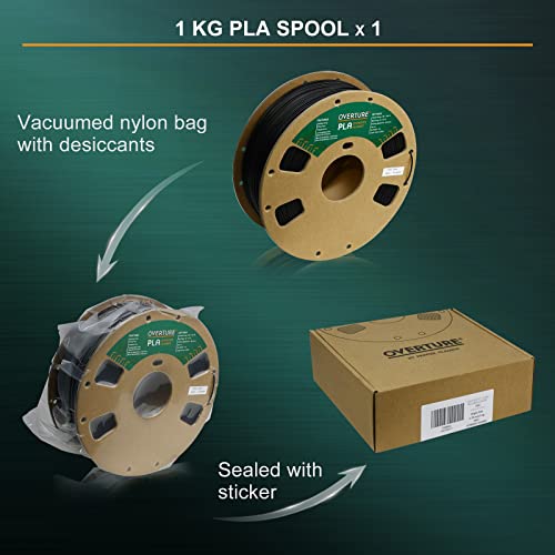 OVERTURE PLA Filament 1.75mm PLA 3D Printer Filament, 1kg Cardboard Spool (2.2lbs), Dimensional Accuracy +/- 0.02mm, Fit Most FDM Printer (Light Blue)…