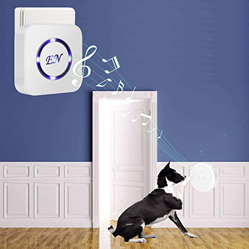 EverNary Dog Door Bell,Smart Wireless Dog Doorbells for Potty Training, Dog Bells with Waterproof Touch Button, Door Bell for Dogs to Go Outside (1 Receiver and 1 Transmitter), White