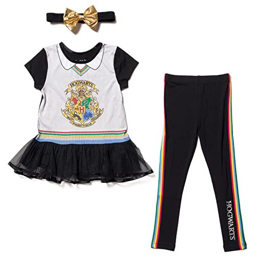 Harry Potter Gryffindor Hufflepuff Ravenclaw Little Girls Cosplay T-Shirt Dress Leggings and Headband Outfit Hogwarts 4
