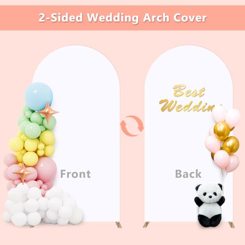 6.6 FT Wedding Arch Cover Spandex Fitted Arch Backdrop Cover, White Chiara Backdrop Stand Covers for Wedding Birthday Party Baby Shower Ceremony Banquet Decoration