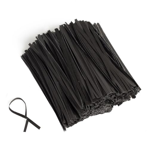 Laoban 1000pcs Paper Twist Ties 4.7" Reusable Bread Ties for Party Cello Candy Bread Coffee Bags Cake Pops Trash Bags(Black)