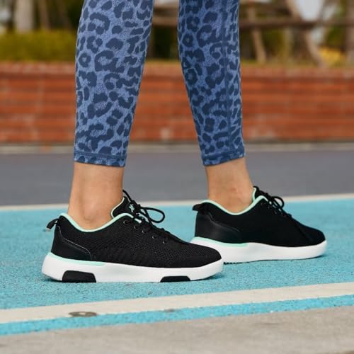 Womens Comfortable Diabetic Sneakers with Arch Support, Great Stylish Orthopedic Walking Shoes for Older Adults, Popular Running Sneakers for Outdoor Athletic Black/Mint Size 6