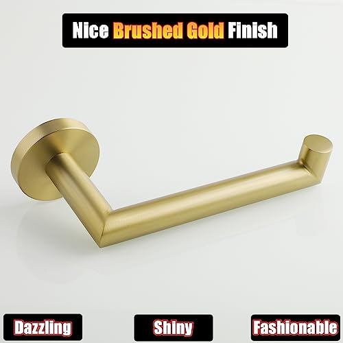 Alise Toilet Paper Holder,Bathroom Tissue Holder Wall Mount Toilet Paper Roll Holder Storage Dispenser,SUS304 Stainless Steel Paper Rack,Brushed Gold Finish GKN130-G